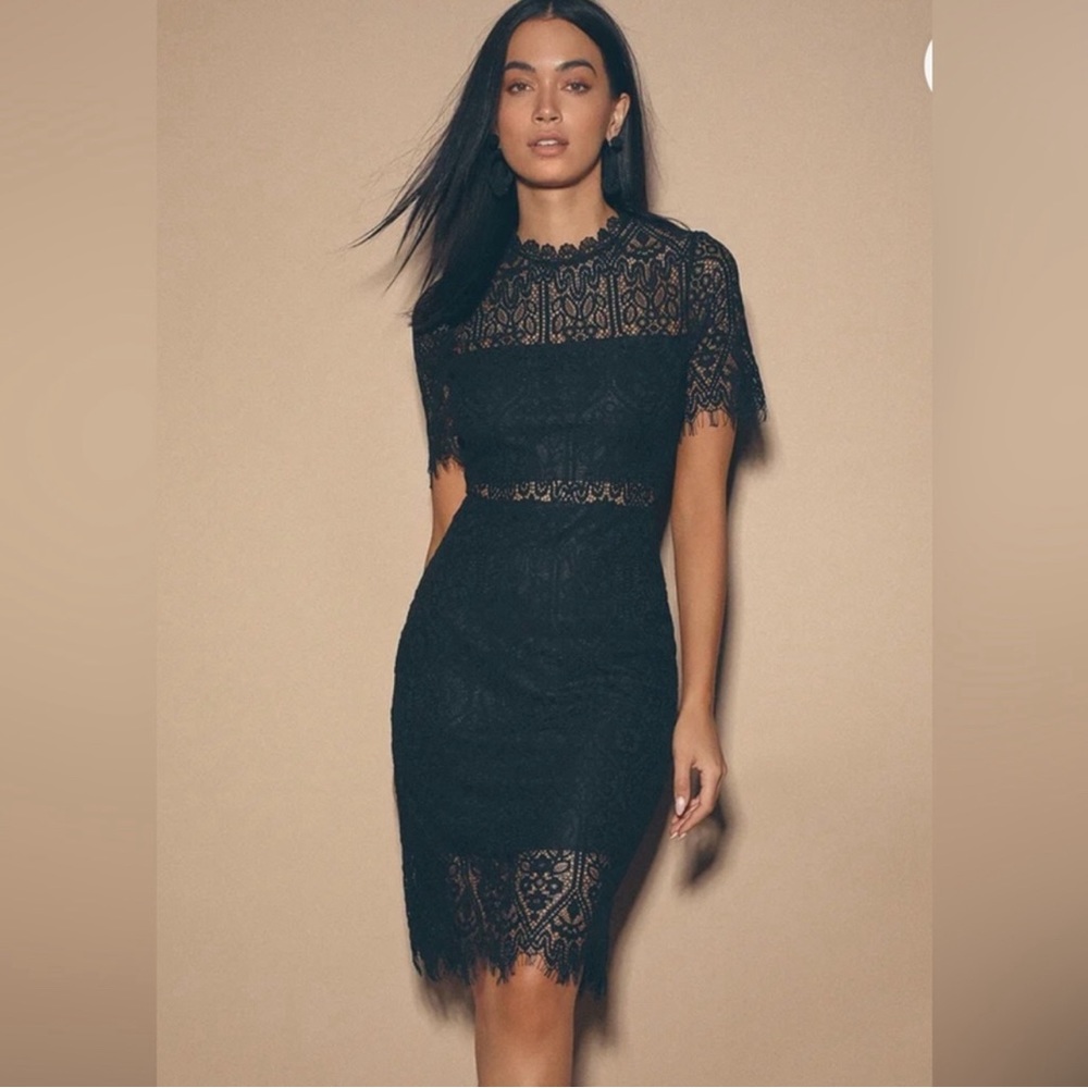 NWOT Lulu’s Remarkable Lace Midi Dress | Black | XL